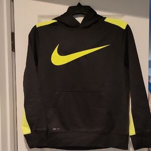 Nike Black Hoodie with Neon Yellow Accents